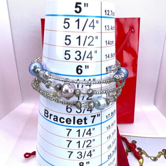 Vecchia Murano Venice Italy Glass Bead Memory Coil Bracelet Gift Bag Certificate - Picture 5 of 15